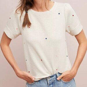 NWT Anthropologie Star-Embroidered Sweatshirt Tee Size M
